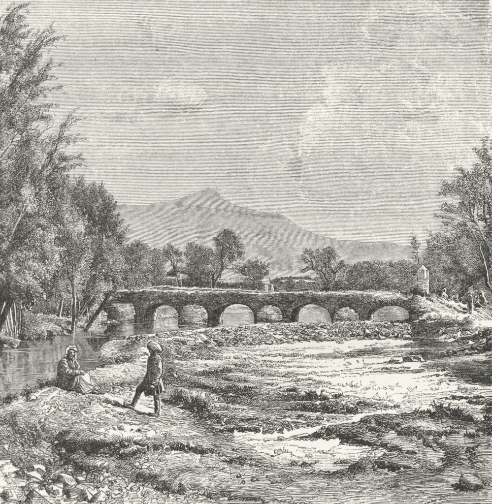 AFGHANISTAN. Kabul river-Cuzergao, Shardeh Valley c1885 old antique print